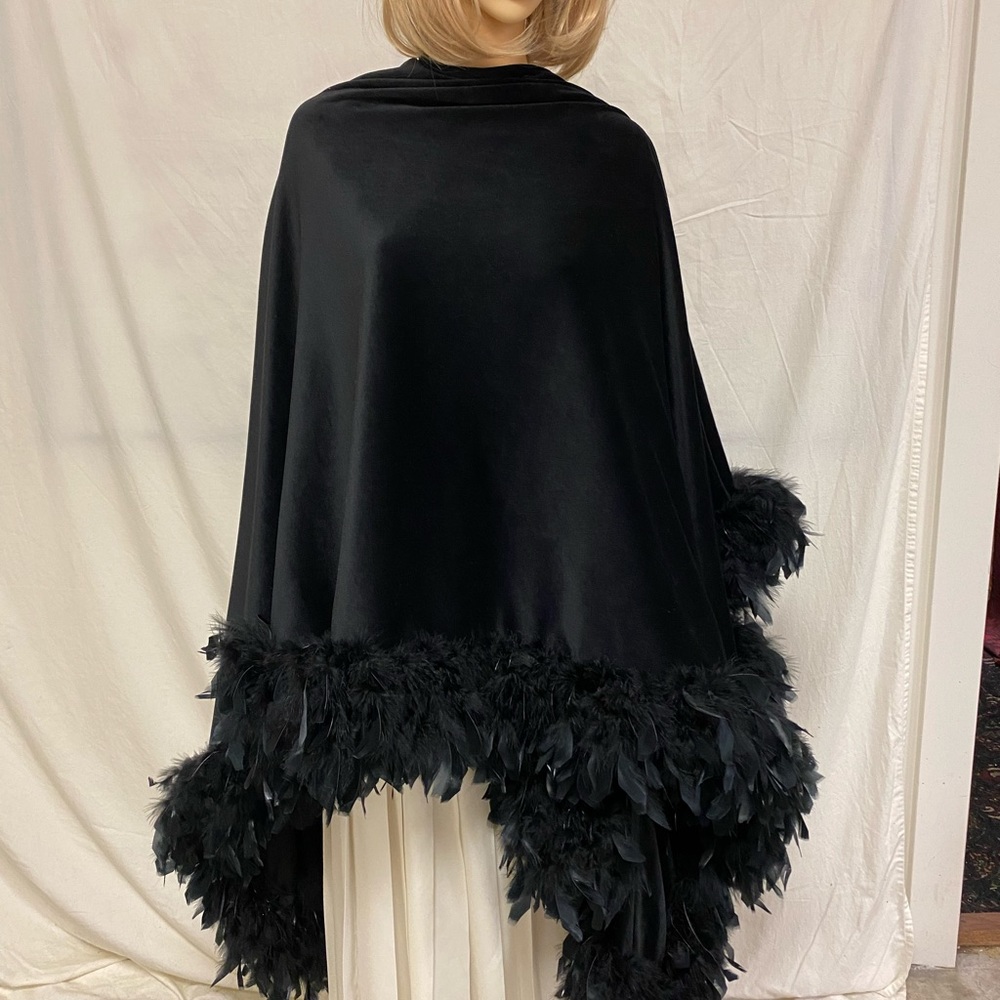 Very Unusual Black wrap/shawl with feathers